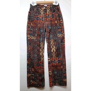 RVCA Groove High Rise Corduroy Patchwork Print Pants Womens Size 29 Boho